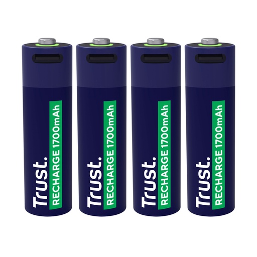 [1436016] Batterij Trust USB-C oplaadbaar AA 4 stuks