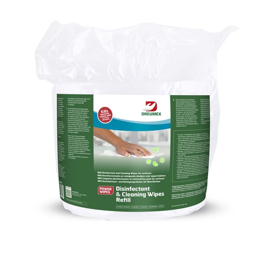 [1436310] Desinfectiedoekjes Dreumex Disinfectant & Cleaning navulling 800 stuks wit