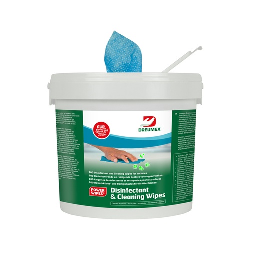 [1436311] Desinfectiedoekjes Dreumex Disinfectant & Cleaning emmer 700 stuks blauw
