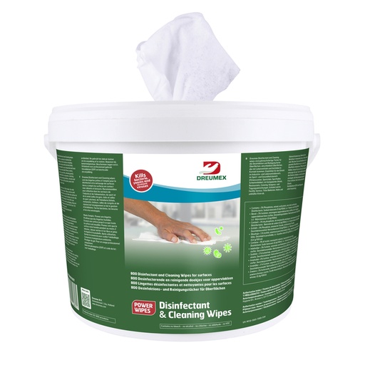 [1436315] Desinfectiedoekjes Dreumex Disinfectant & Cleaning emmer 800 stuks wit