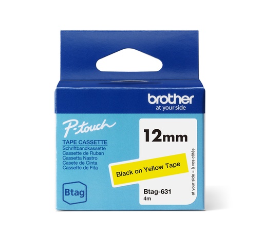 [1436157] Labeltape Brother P-touch Btag-631 standaard 12mm zwart op geel