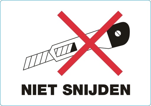 [1436109] Waarschuwingsetiket IEZZY niet snijden 105x74mm 500 stuks