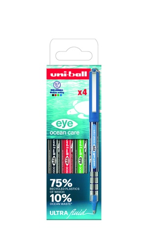 [1435069] Rollerpen Uni-ball Eye Ocean Care medium assorti 4 stuks