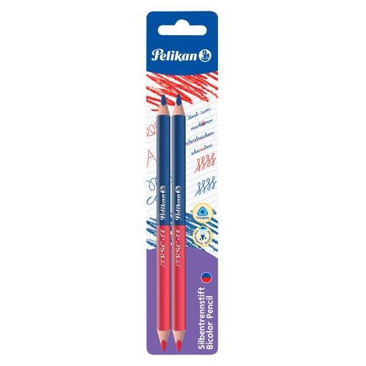 [1436434] Potlood Pelikan 3mm rood/blauw 2 stuks