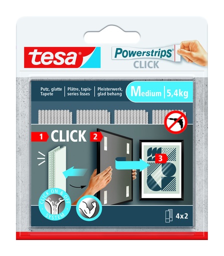 [1436603] Kleefstip tesa Powerstrips Click Medium 4 paar wit