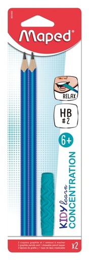 [1436286] Grafietpotlood Maped Kidy Learn met kauwtopper set à 2 stuks blauw