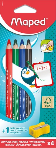 [1436288] Whiteboardpotlood Maped Marker'Peps inclusief slijper set à 4 kleuren