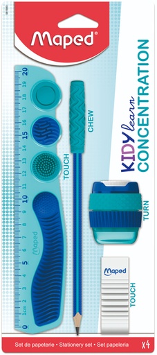 [1436297] Tekenset Maped Kidy Learn Concentration blauw 4-delig
