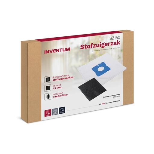 [1433459] Stofzuigerzak Inventum 1.5l set van 4 zakken + motorfilter