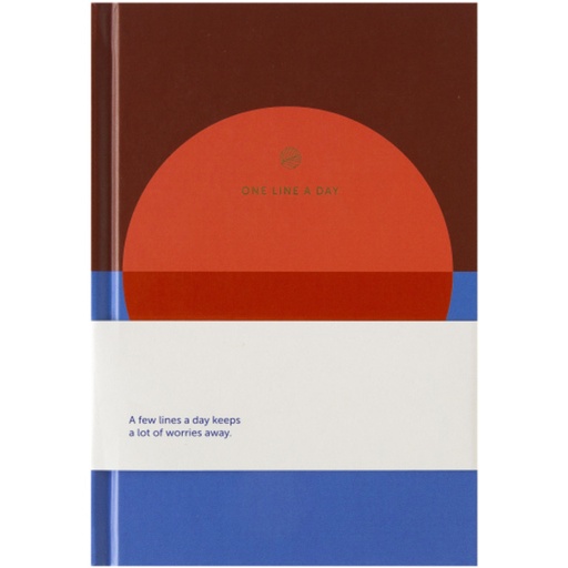 [1436400] Notitieboek A5 One line a day blauw rood lijn
