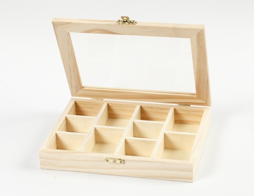 [1436830] Doos Creativ Company 15.5x20.5x3.5cm hout met glazen deksel