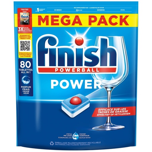 [1435739] Vaatwastabbletten Finish All-i-one Power Regular 80 stuks