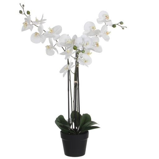 [1433012] Kunstplant Mica Phalaenopsis orchideeën wit in plastic pot 79x51cm