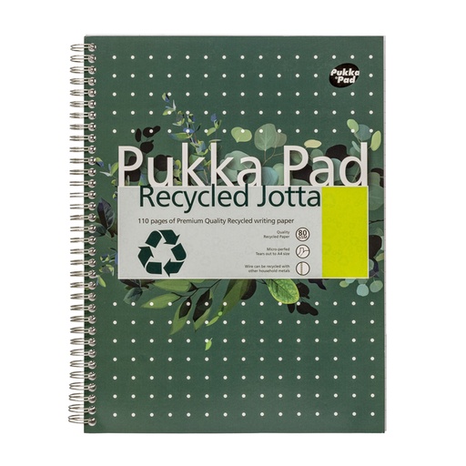 [1436326] Collegeblok Pukka Pad Jotta Recycled A4 lijn 4-gaats 110 pagina's 80gr groen