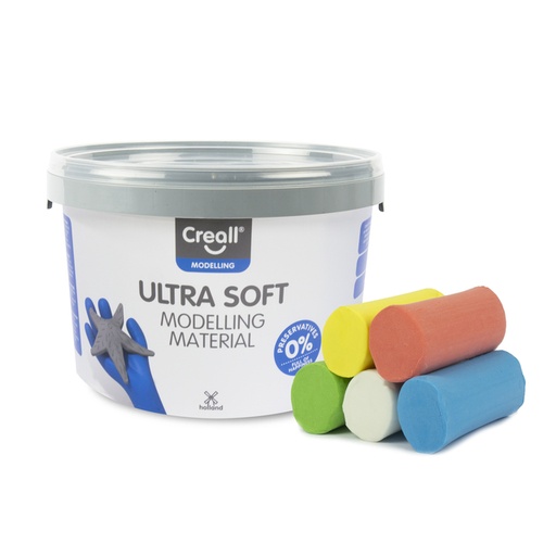 [1436644] Klei Creall Play-it Ultra Soft helder  rood/blauw/groen/geel/wit 1100 gram