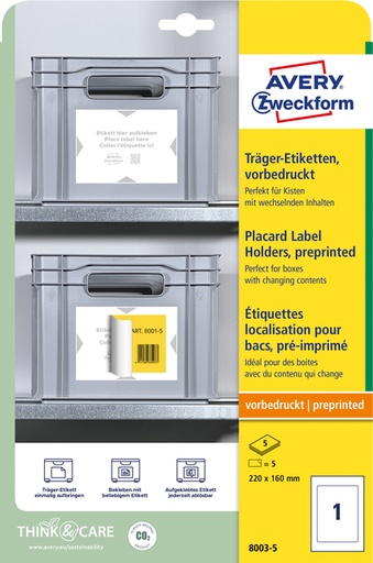[1437477] Positioneeretiket Avery Zweckform 8003 220x160mm bedrukt 5 etiketten