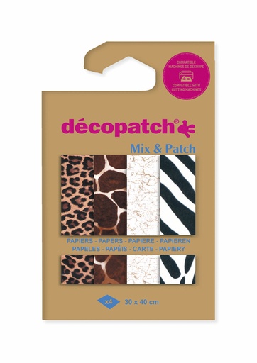 [1437173] Hobbypapier Décopatch 30x40cm set à 4 vel thema dierenhuid