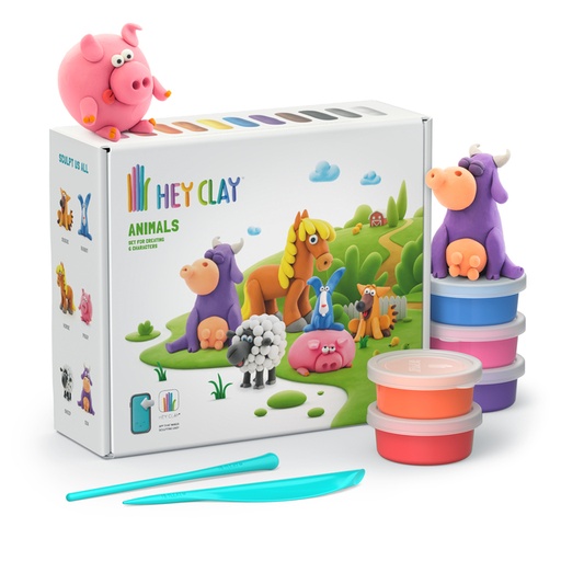 [1437224] Klei Hey Clay dieren set à 15 delen