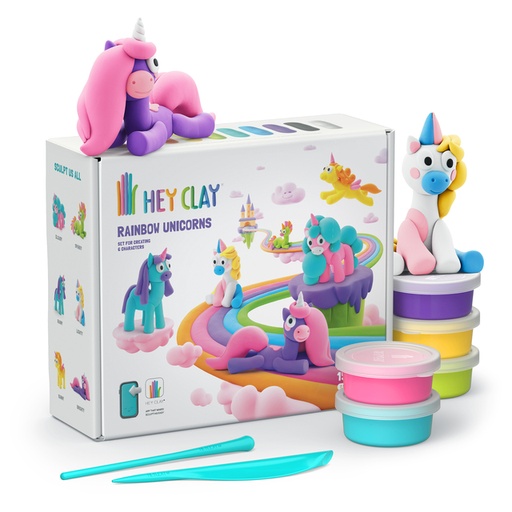 [1437225] Klei Hey Clay eenhoorn set à 15 delen