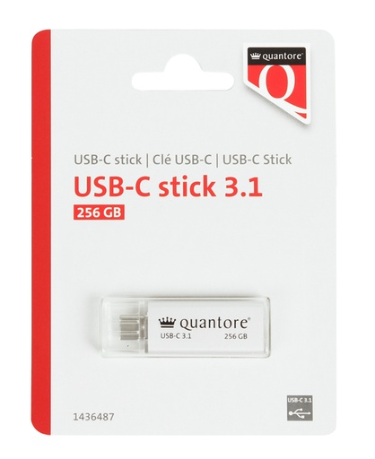 [1436487] USB-stick Quantore USB-C 256GB 3.1 zilver