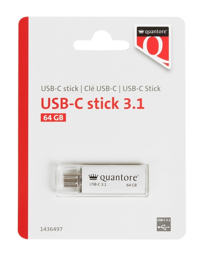 [1436497] USB-stick Quantore USB-C 64GB 3.1 zilver