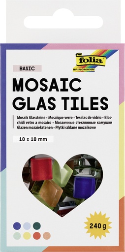 [1436803] Mozaieksteentjes Folia 10x10mm glas basis assorti
