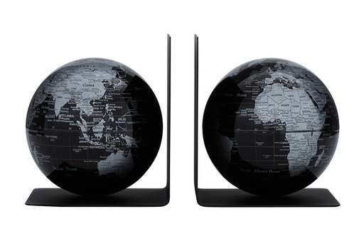 [1436810] Boekensteun Troika met magnetische globes 13cm set à 2 stuks zwart
