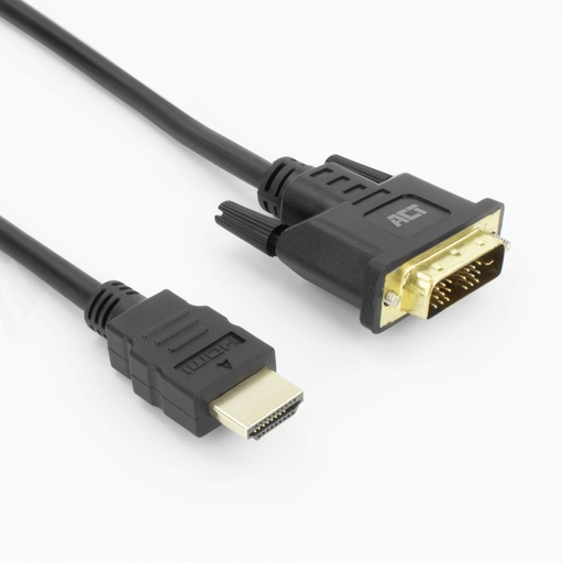 [1438260] Kabel ACT HDMI DVI 18+1 pin M/M zwart 2 meter