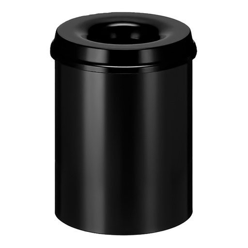 [394797] Papierbak met vlamdover Vepabins 15liter 26cm zwart