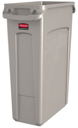 [394810] Afvalbak Rubbermaid Slim Jim Vented met luchtsleuven 87 liter grijs