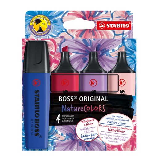 [1439189] Markeerstift STABILO Boss Wildflower assorti 4 stuks