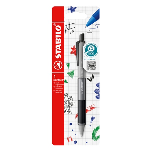 [1439199] Balpen STABILO pointball colorful medium zwart blister à 1 stuk