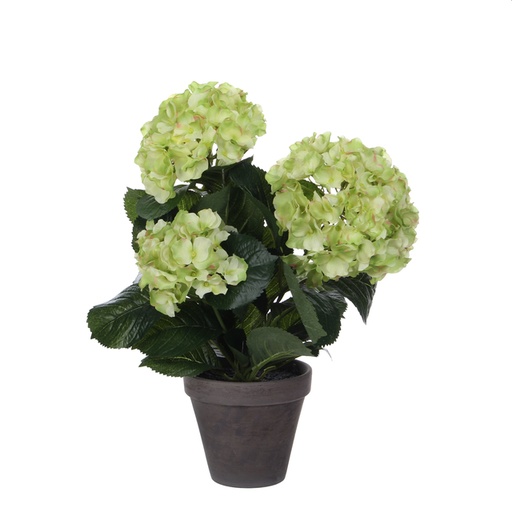 [1439307] Kunstplant Mica Hortensia in pot groen Ø35 40cm