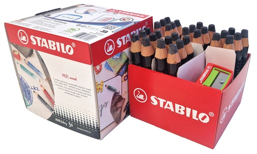 [1439310] Whiteboardpotlood STABILO MARKdry incl 2 slijpers zwart classpack 30st
