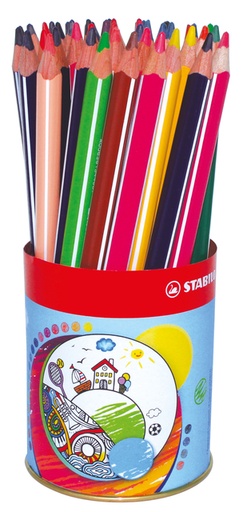 [1439314] Kleurpotloden STABILO 203 Trio dik assorti classpack blik à 38 stuks
