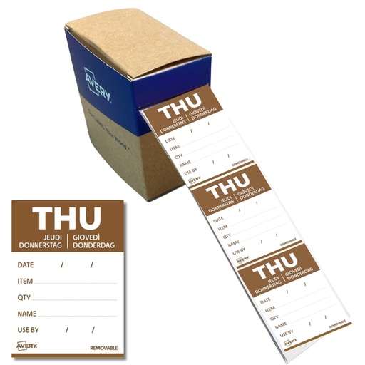 [1466556] Etiket Avery HACCP donderdag-bruin 40x56mm 500 stuks
