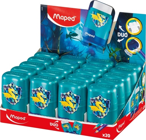 [1466469] Puntenslijper Maped Connect Dragon 2-gaats met gum blauw