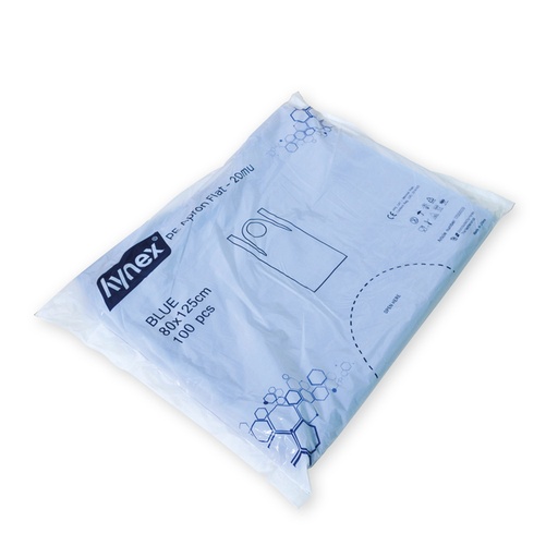 [1466503] Schort Hynex PE 80x125cm blauw 100 stuks