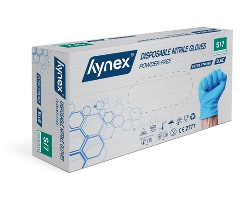 [1466506] Handschoen Hynex nitril extra sterk S blauw 5gr 100 stuks