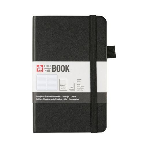 [1466405] Notitieboek Sakura pocket 90x140mm lijn hard cover zwart