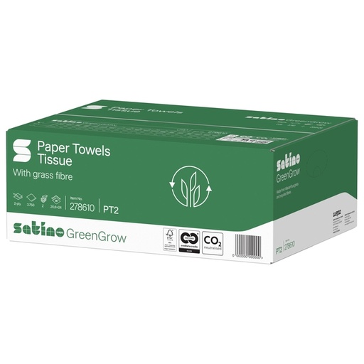 [1466394] Handdoek Satino PT2 GreenGrow z-vouw 2-laags 206x240mm 25x150 vel naturel 278610