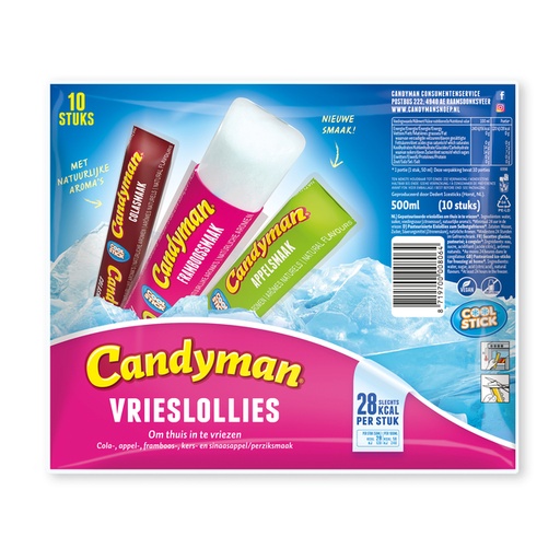 [1467476] Vrieslolly Candyman 50 milliliter zak 10 stuks