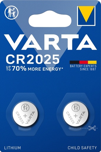 [1467602] Batterij VARTA knoopcel 2x CR2025 lithium
