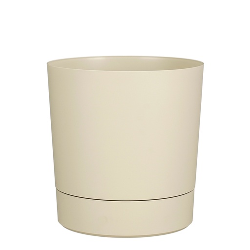 [1467516] Plantenpot Mica Coco met schotel rond hoogte 29,5 Ø28 cm beige