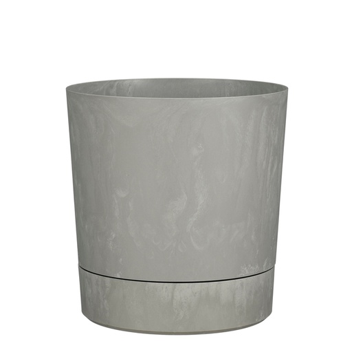 [1467519] Plantenpot Mica Coco met schotel rond hoogte 29,5 Ø28 cm grijs