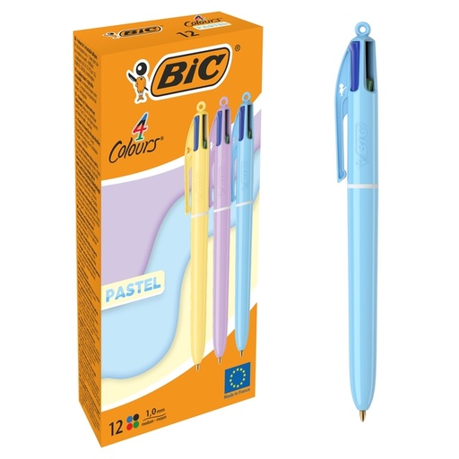 [1467236] 4-Kleuren balpen Bic medium pastel assorti