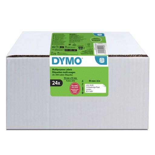 [1436682] Etiket Dymo LabelWriter multifunctioneel 19x51mm 24 rollen á 500 stuks wit