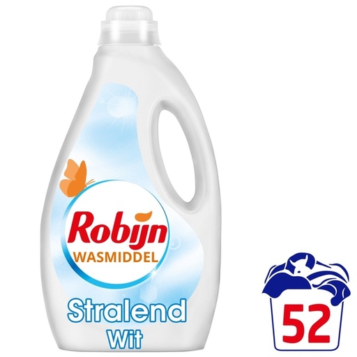 [1469491] Wasmiddel Robijn vloeibaar 2,6L stralend wit 52 scoops