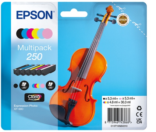 [1466141] Inktcartridge Epson 250 T16N84 zwart + 5 kleuren
