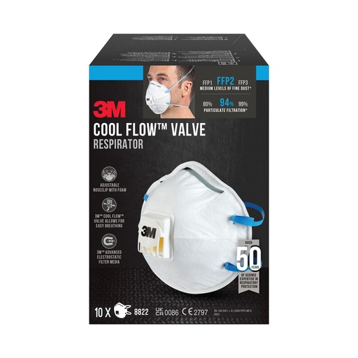 [1469222] Stofmasker 3M voor schuren 8822 FFP2 met ventiel 10 stuks